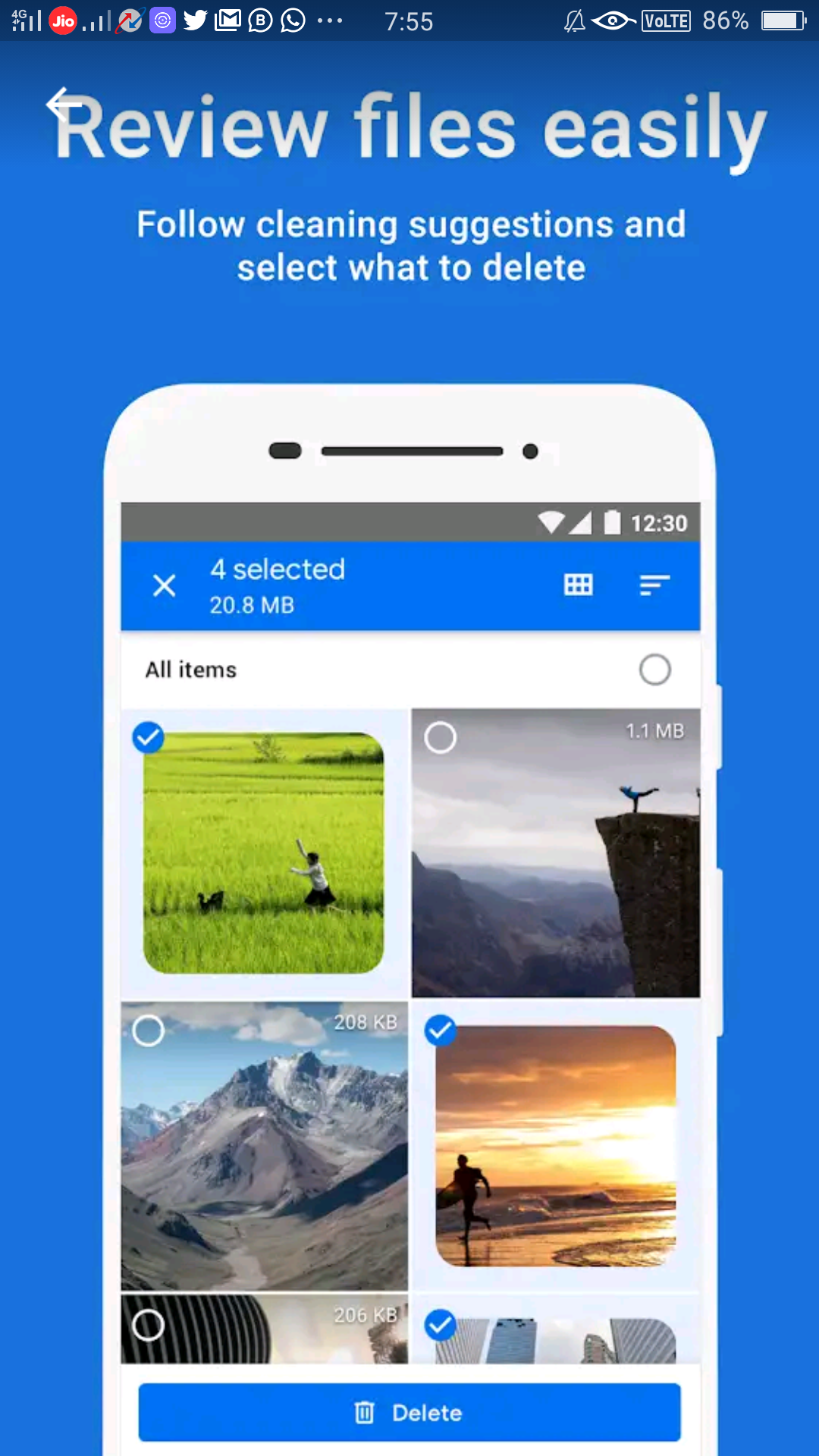 Files by google: Clean up space on your phone